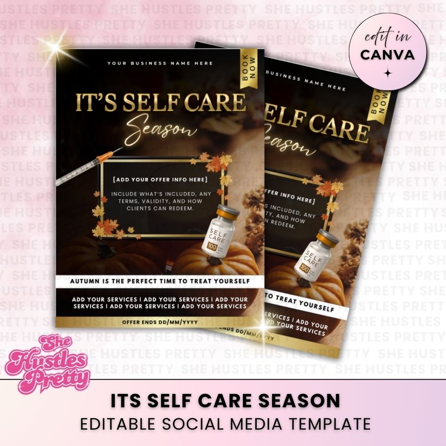 Its Selfcare Season Offers Template | Black & Gold | For Beauty Professionals