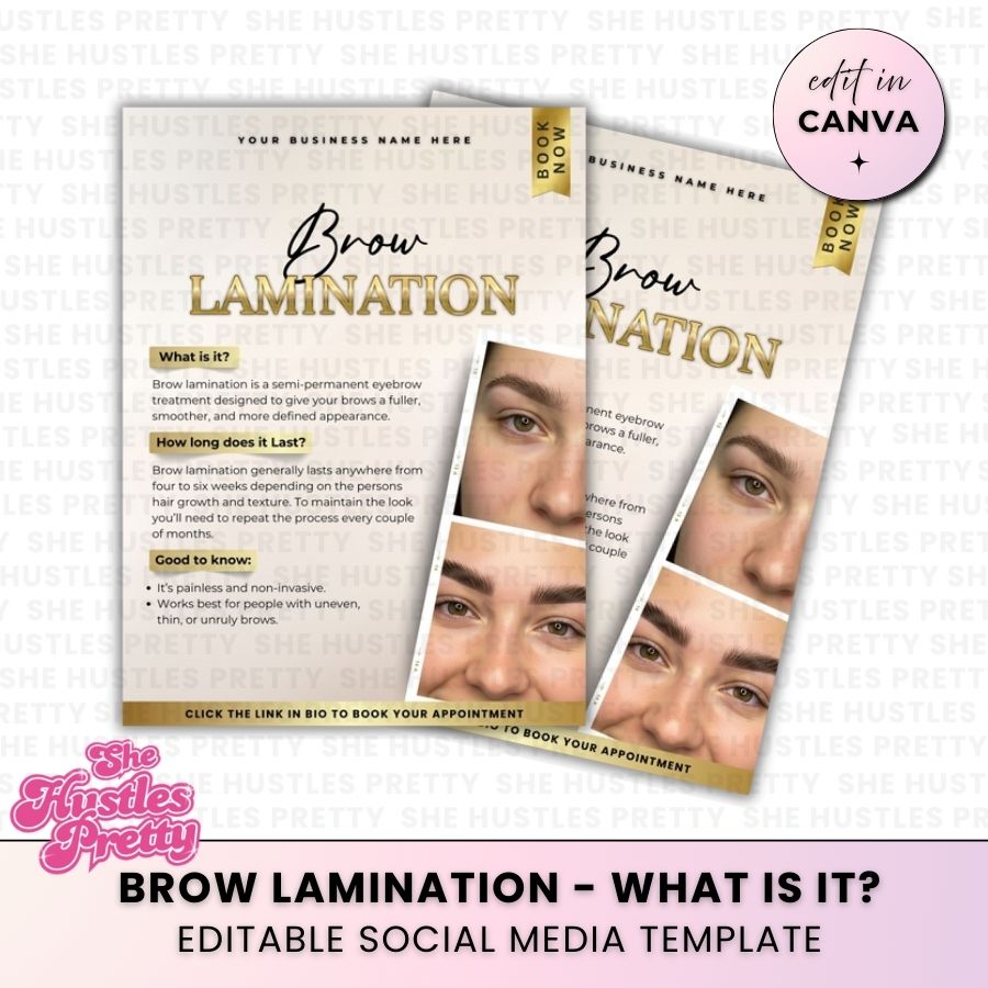 Brow Lamination - What is it? | Social Media Templates | Beige & Gold Luxe