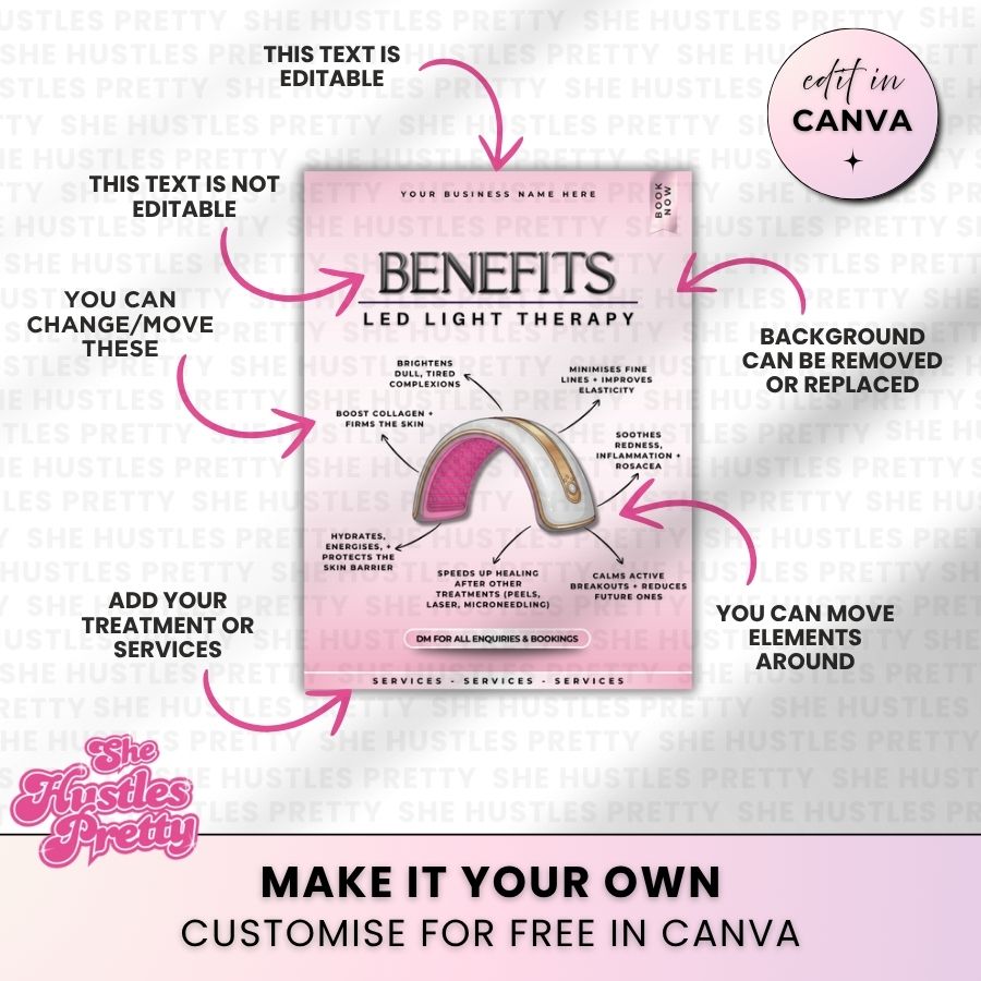 Colour Therapy LED Light Treatment Template for Social Media | White & Pink | For Beauty Professionals