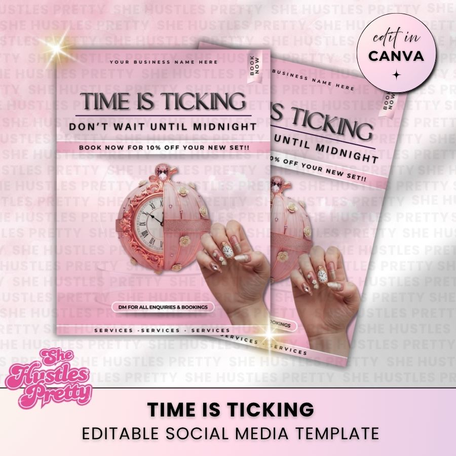 Autumn Nails Template | White & Pink | For Nail Technicians