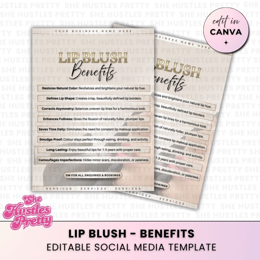 Lip Blush Benefits Template for Social Media | Golden Nude | For SPMU