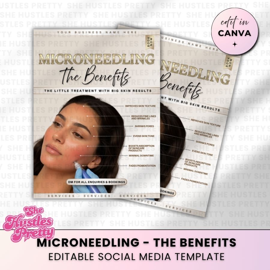 Microneedling Benefits Social Media Template | Golden Nude | For Aestheticians