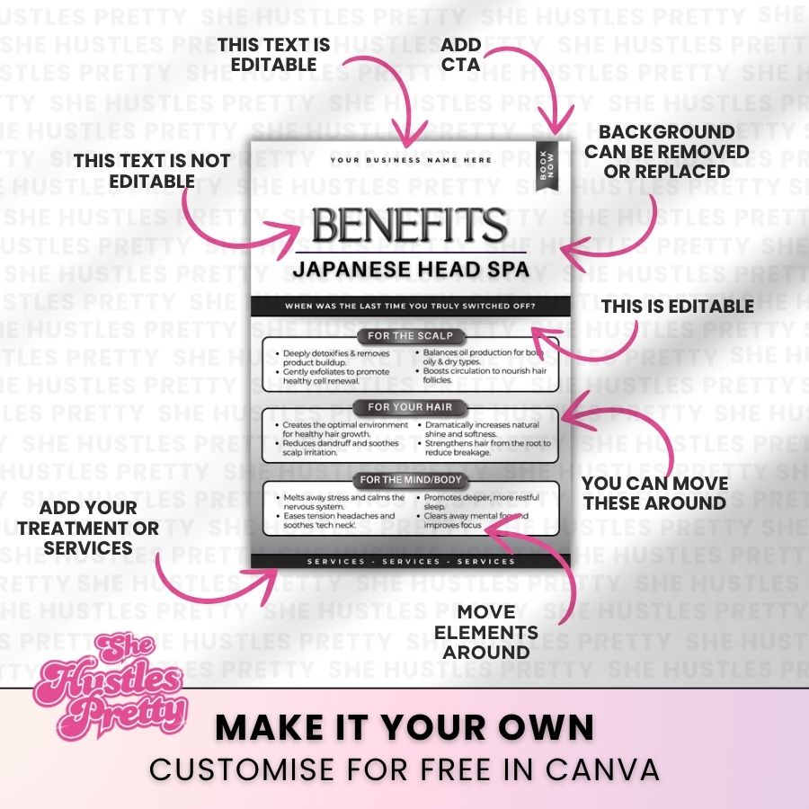 Japanese Head Spa Benefits for Social Media | Monochrome | For Massage Therapists