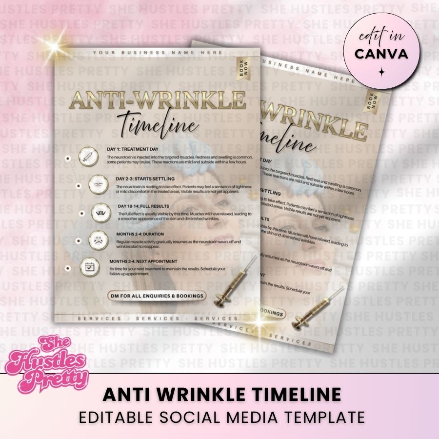  Anti-Wrinkle Timeline Template for Social Media | Golden Nude | For Aestheticians