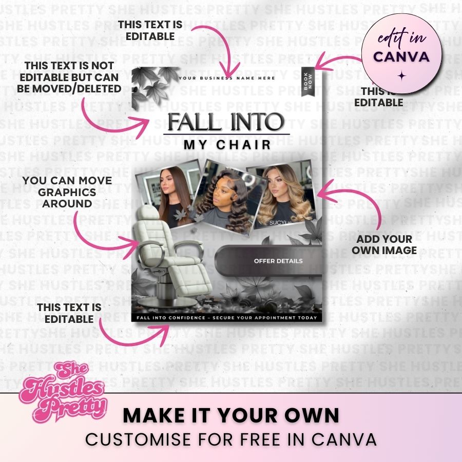 Fall into my Chair Halloween Template | Monochrome | For Beauty Professionals