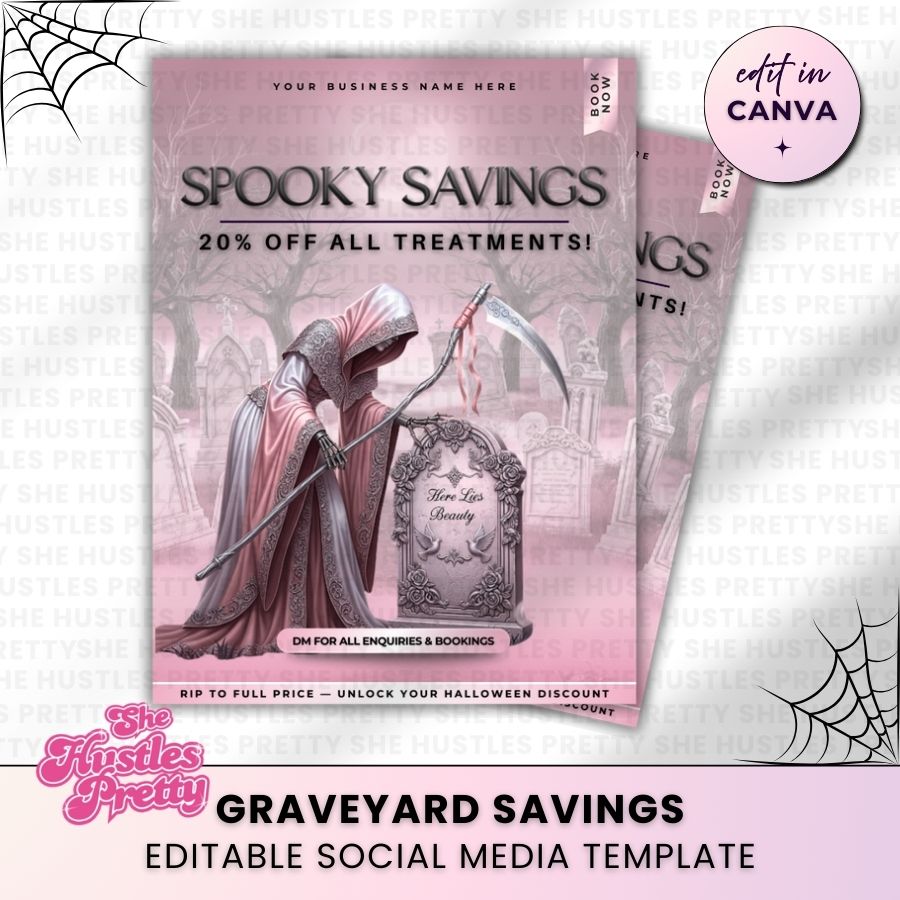 Spooky Savings Halloween Social Media | White & Pink | For Beauty Professionals