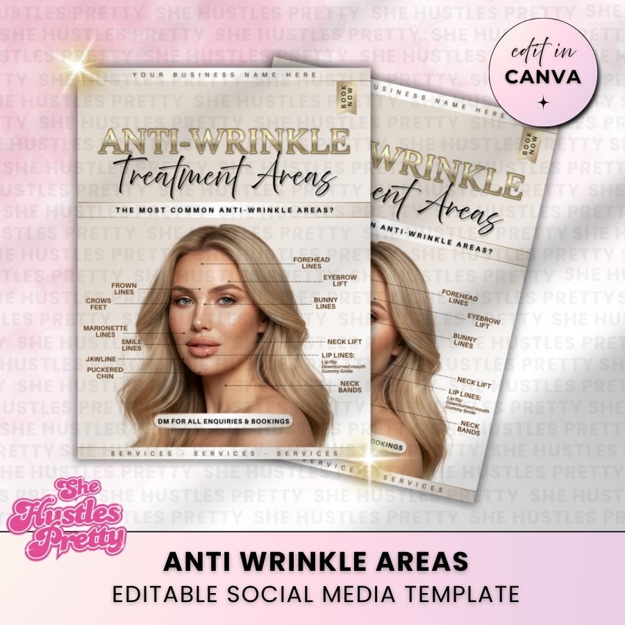 Anti-Wrinkle Treatment Areas Template for Social Media | Golden Nude | For Aestheticians