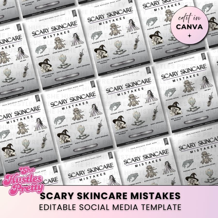 Spooky Skincare Mistakes Template for Social Media | Monochrome | For Skincare Specialists