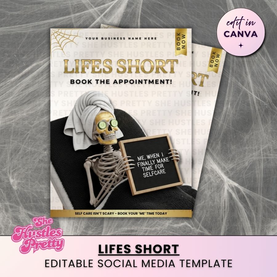 Lifes Short Funny Halloween Social Media | Beige & Gold | For Beauty Professionals