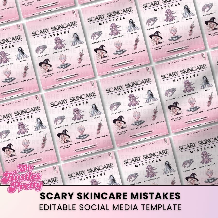Spooky Skincare Mistakes Template for Social Media | White & Pink | For Skincare Specialists