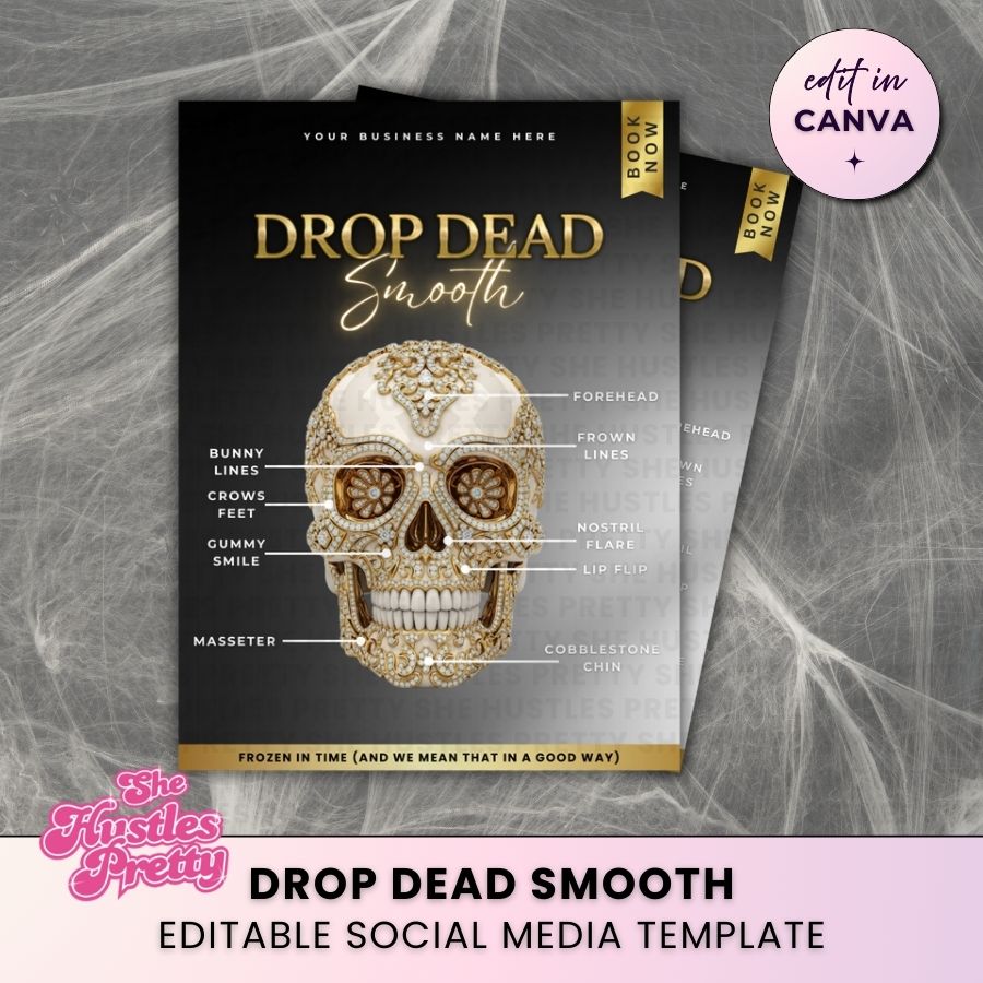 Drop Dead Smooth Botox Halloween Social Media | Black & Gold | For Aestheticians