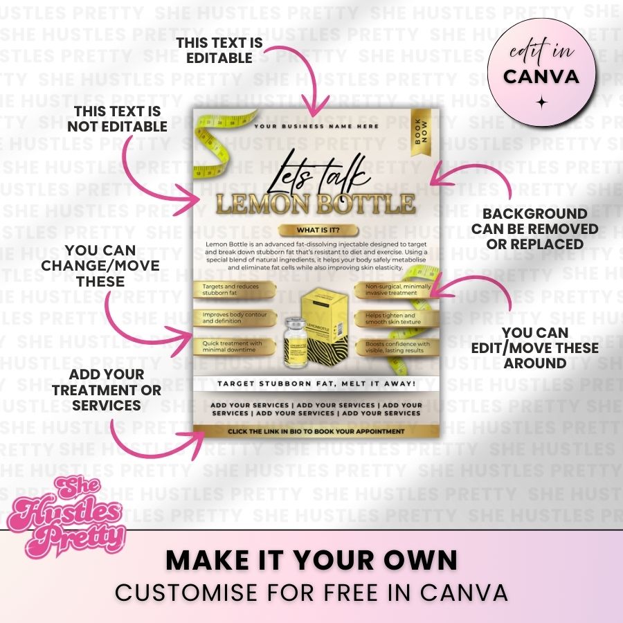 Lemon Bottle Template for Social Media | Beige & Gold Luxe | For Aestheticians