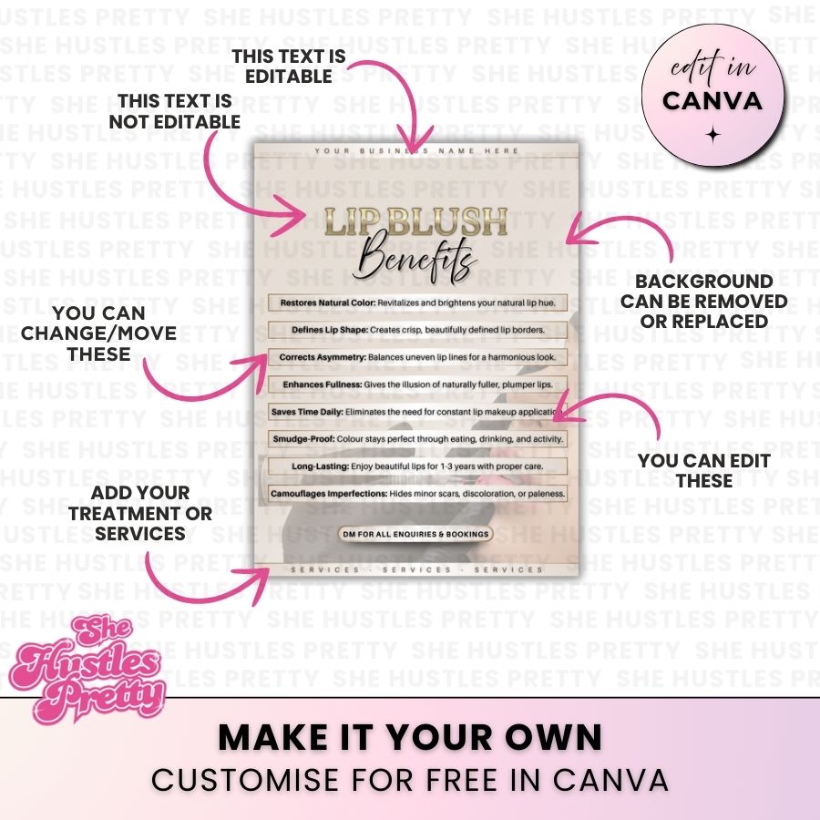 Lip Blush Benefits Template for Social Media | Golden Nude | For SPMU
