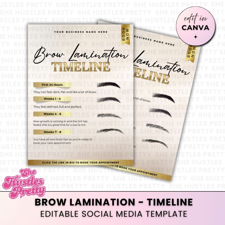 Brow Lamination - Timeline | Social Media Templates | Beige & Gold Luxe