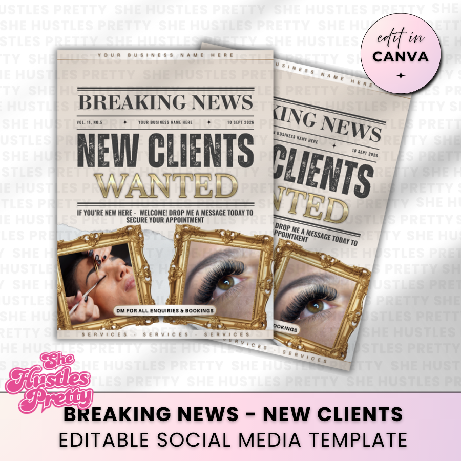 New Clients Wanted Template for Social Media | Golden Nude | For Beauty Professionals