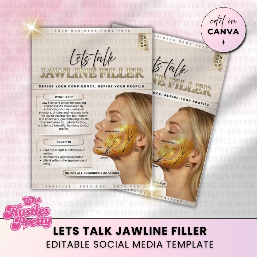 Jawline Filler Template for Social Media | Golden Nude | For Aestheticians