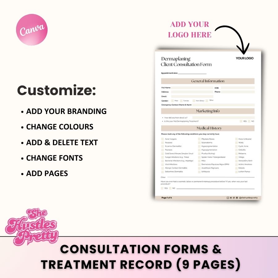 Dermaplaning Consultation Form Bundle 