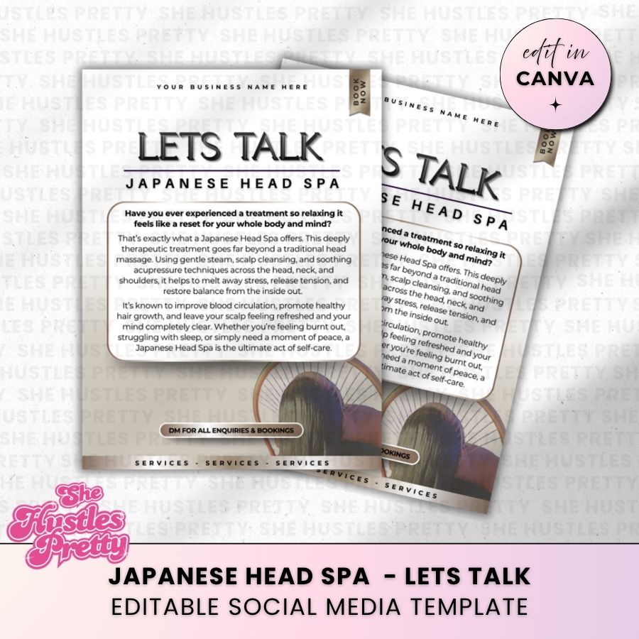 Let's Talk Japanese Head Spa Post for Social Media | Smokey Beige | For Massage Therapists