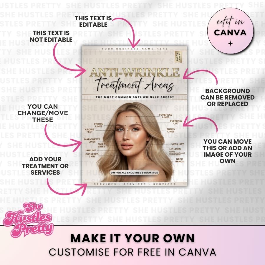 Anti-Wrinkle Treatment Areas Template for Social Media | Golden Nude | For Aestheticians