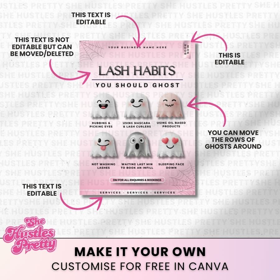 Lash Habits to Ghost | White & Pink | Social Media Marketing for Lash Artist