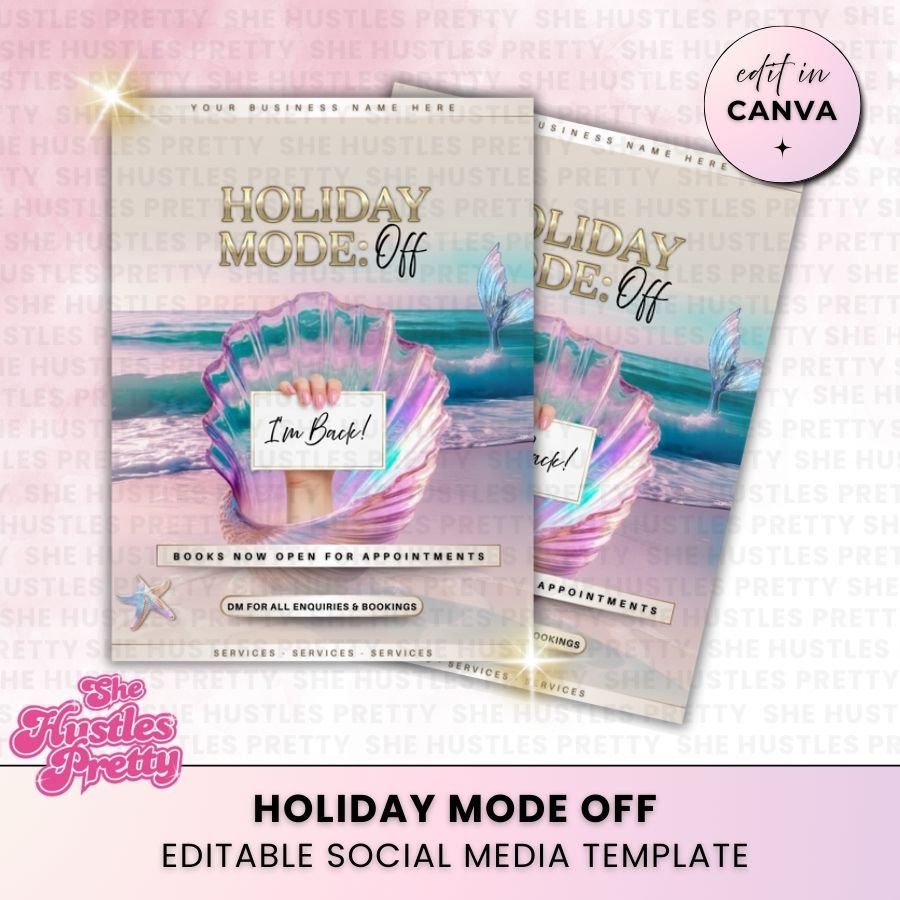 Holiday Mode Off Vacation Template for Social Media | Golden Nude | For Beauty Professionals