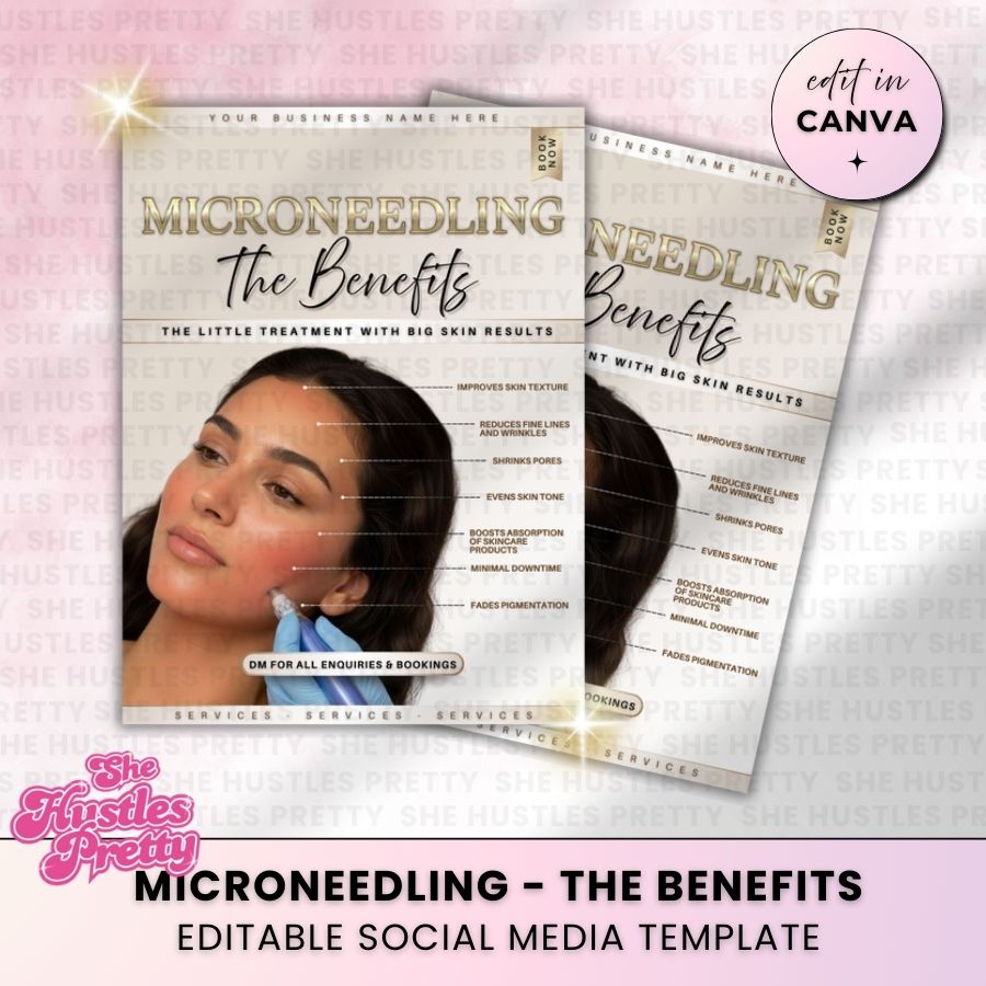 Microneedling Benefits Social Media Template | Golden Nude | For Aestheticians