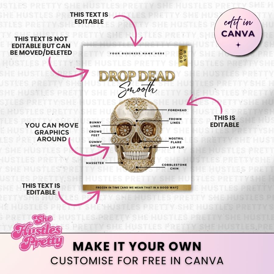 Drop Dead Smooth Botox Halloween Social Media | White & Gold | For Aestheticians