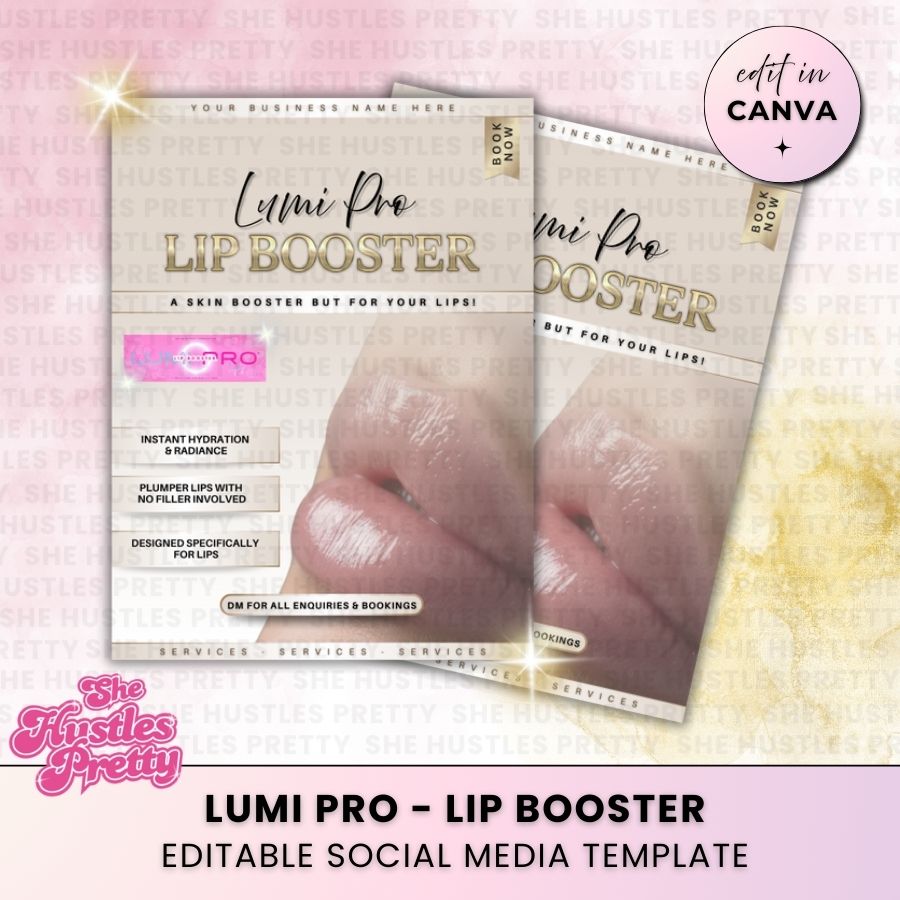 Lumi Pro Lip Booster Template for Social Media | Golden Nude | For Aestheticians