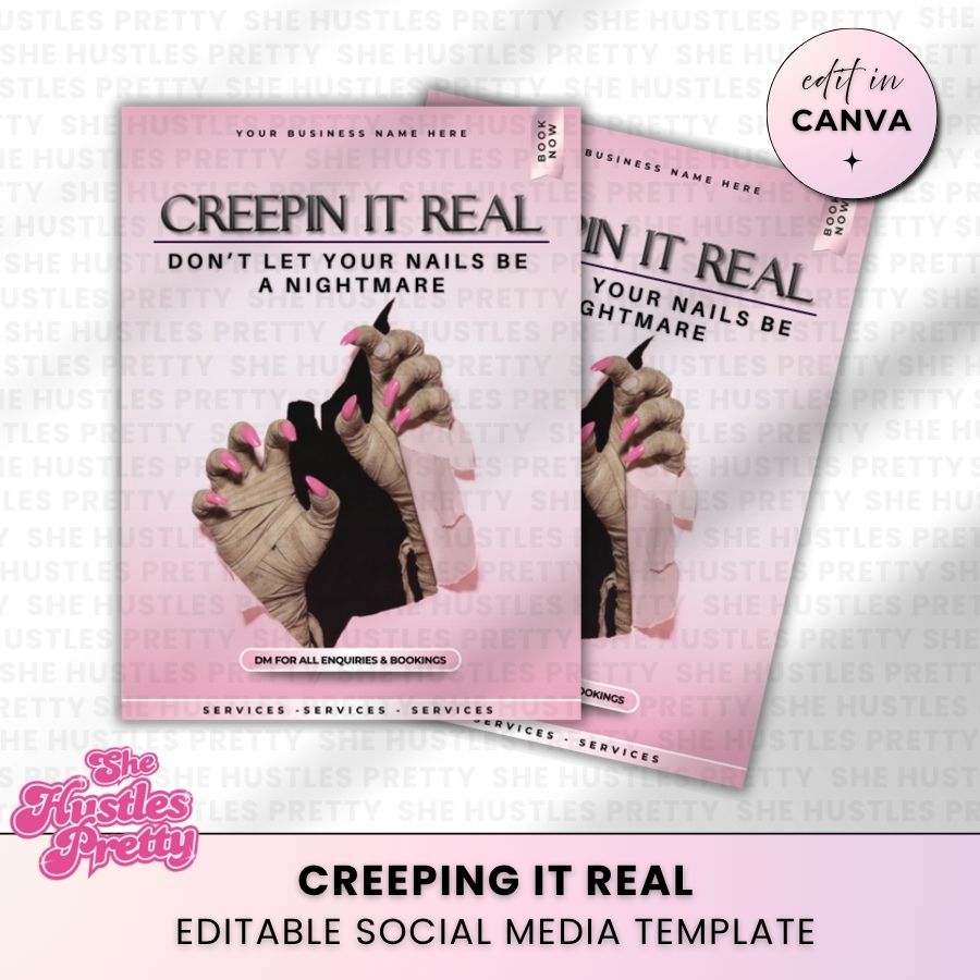Halloween Nails Template | White & Pink | For Nail Technicians