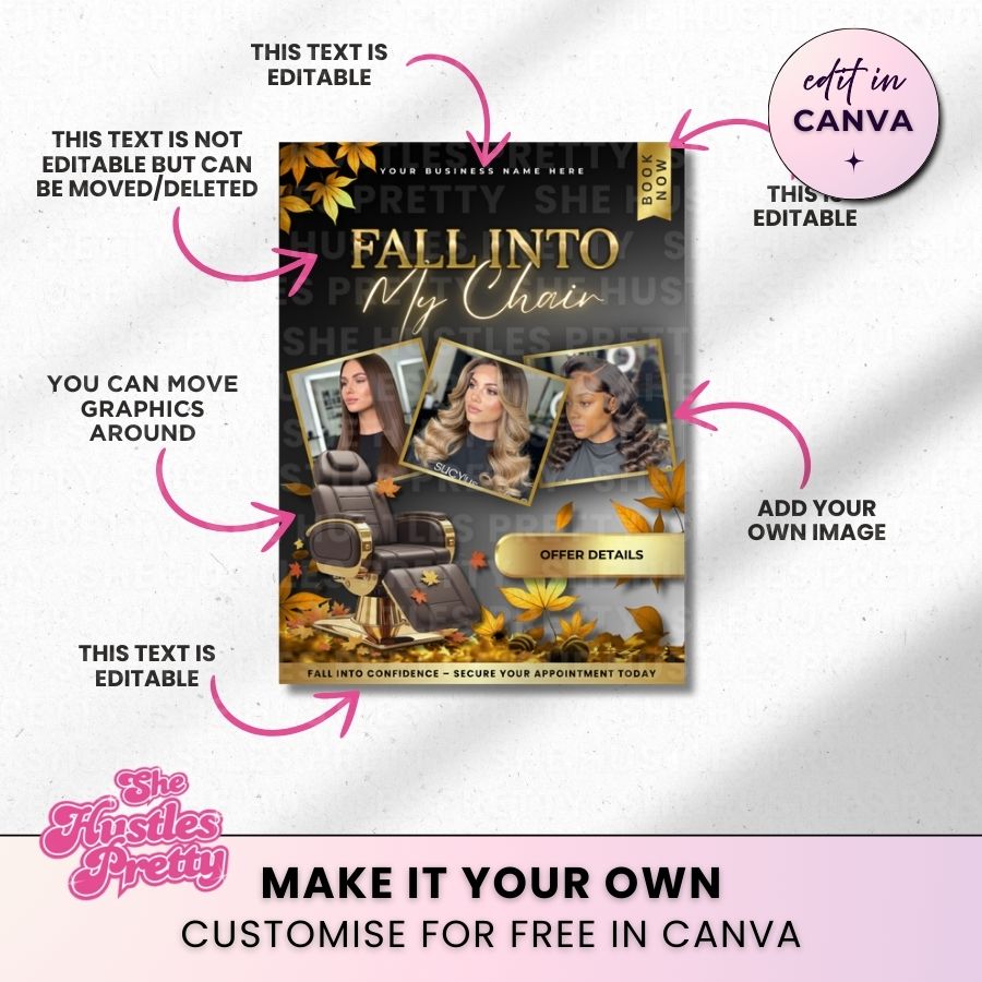 Fall into my Chair Halloween Template | Black & Gold | For Beauty Professionals