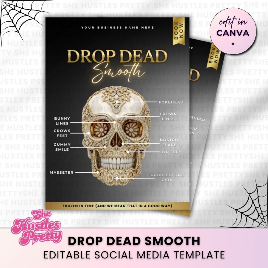 Drop Dead Smooth Botox Halloween Social Media | Black & Gold | For Aestheticians