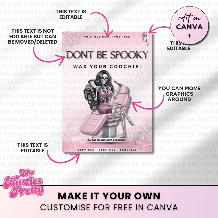 Don't be Spooky Halloween Template | White & Pink | For Waxing Specialist