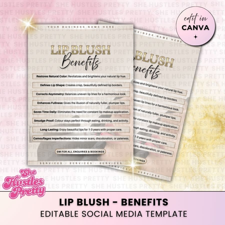 Lip Blush Benefits Template for Social Media | Golden Nude | For SPMU