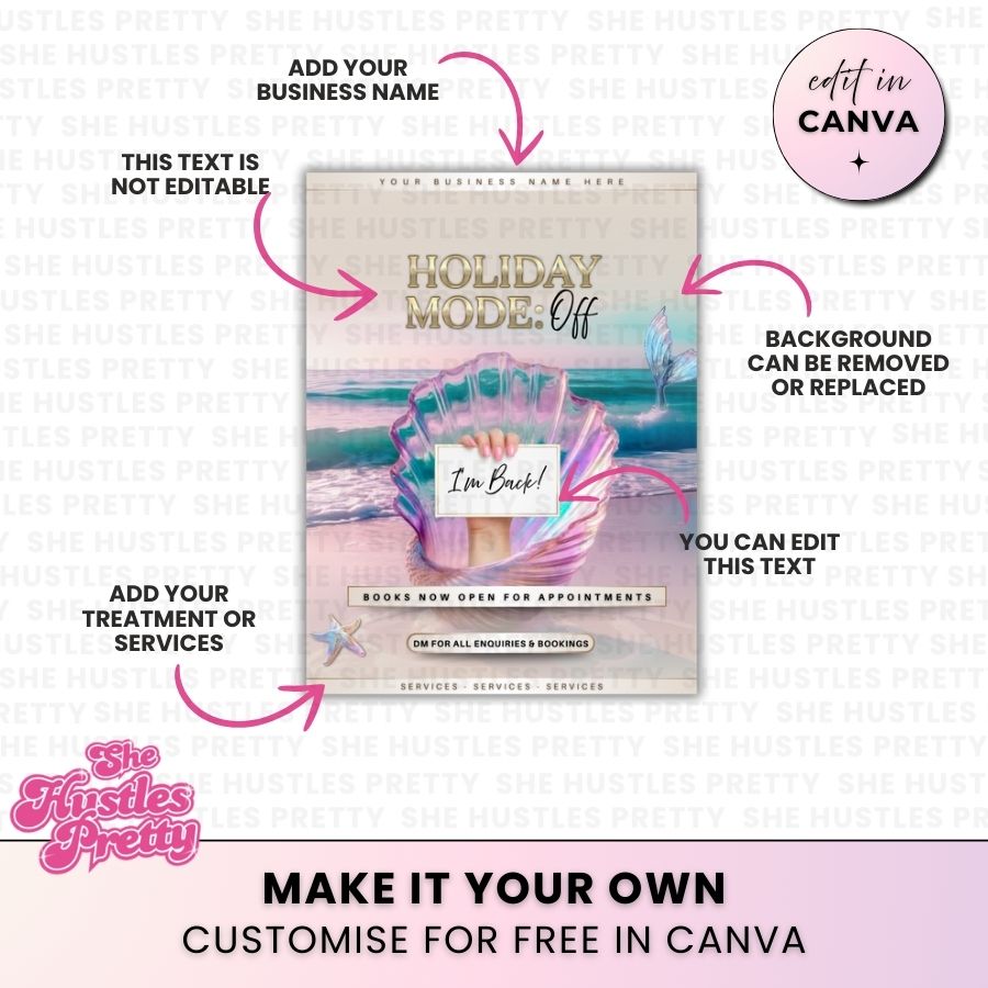 Holiday Mode Off Vacation Template for Social Media | Golden Nude | For Beauty Professionals
