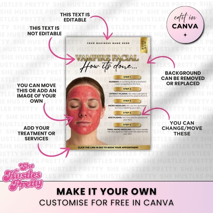 PRP Vampire Facial How Social Media Template | Beige & Gold Luxe | For Aestheticians