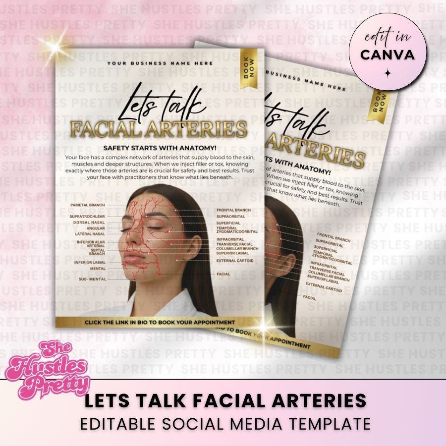 Lets Talk Facial Anatomy Social Media Template | Beige & Gold Luxe | For Aestheticians
