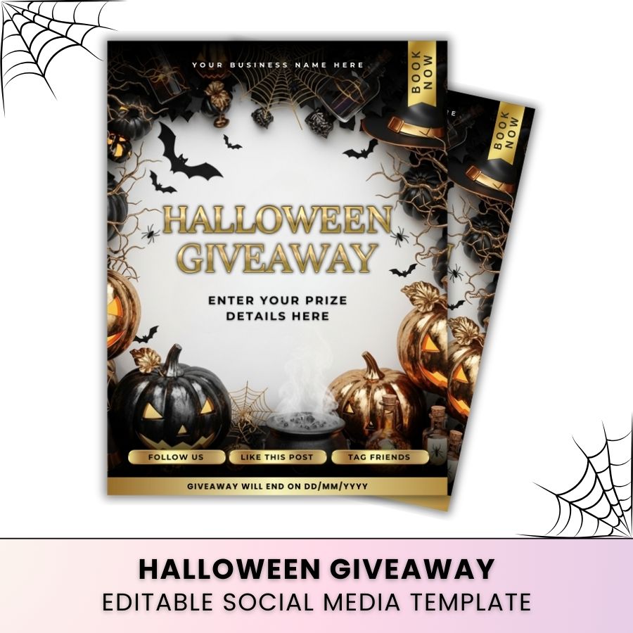 Halloween Giveaway Template | Black & Gold | For Beauty Professionals