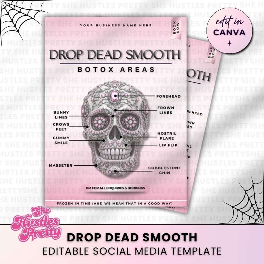 Drop Dead Smooth Botox Halloween Social Media | White & Pink | For Aestheticians