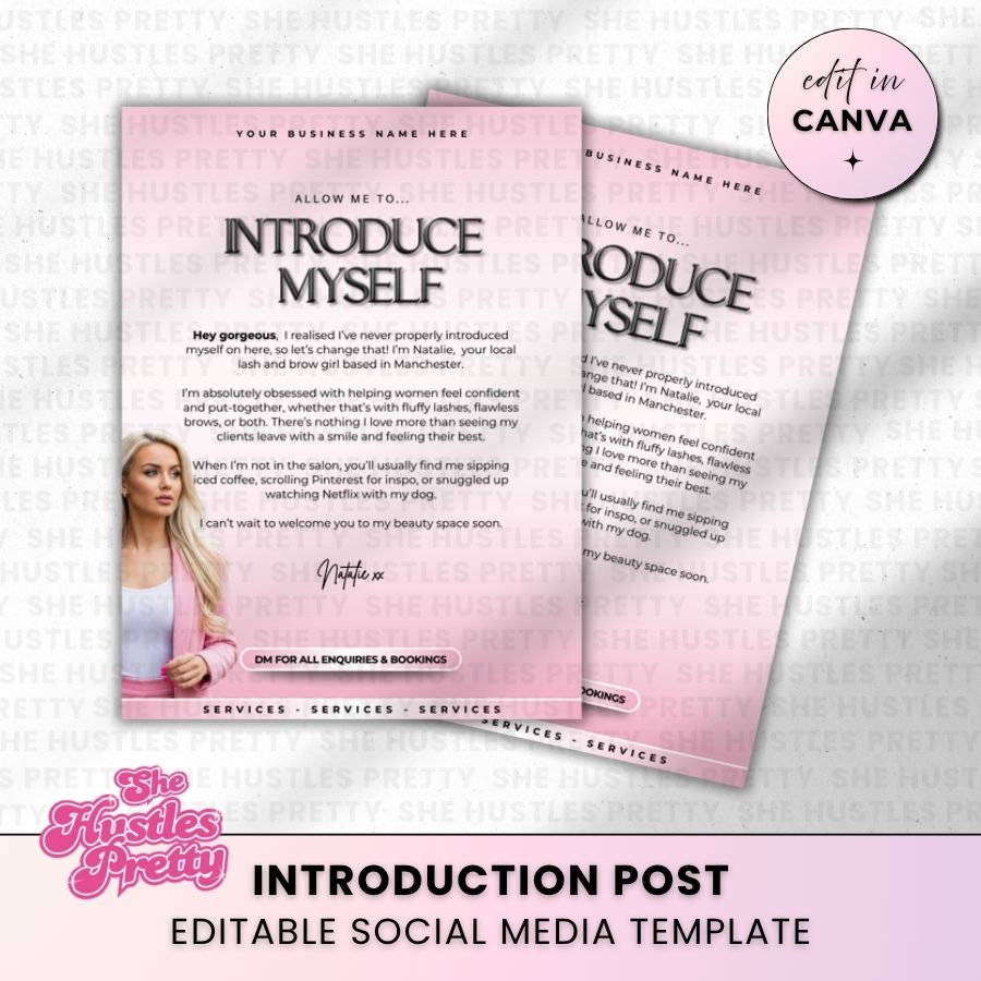 Introduction Template for Social Media | White & Pink | For Beauty Professionals