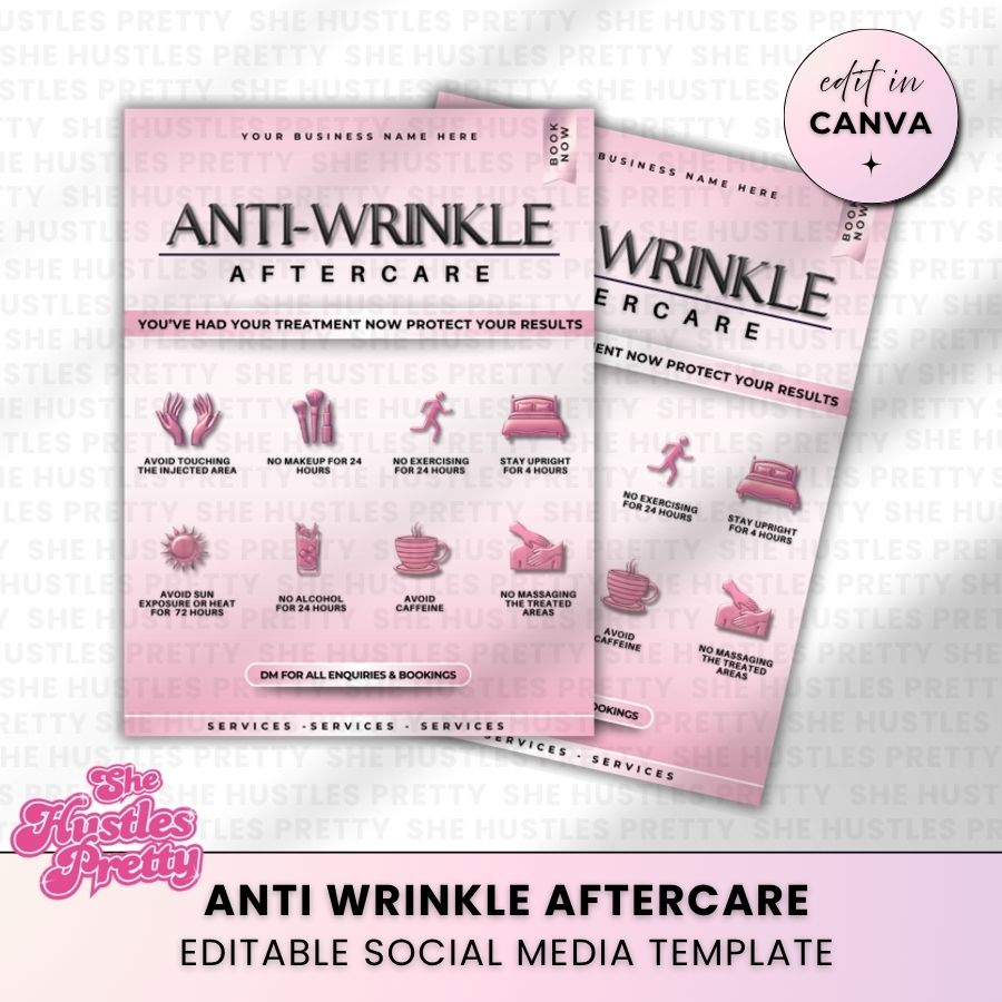 Anti Wrinkle Aftercare Social Media | White & Pink | For Aestheticians
