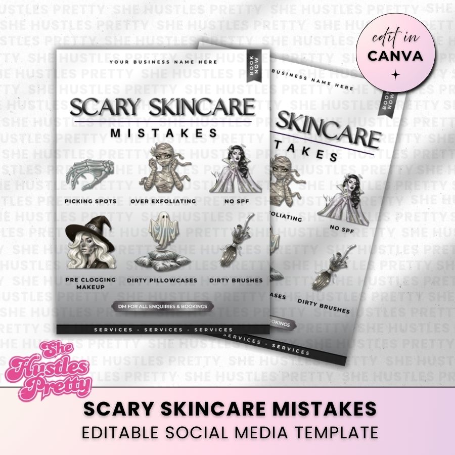 Spooky Skincare Mistakes Template for Social Media | Monochrome | For Skincare Specialists