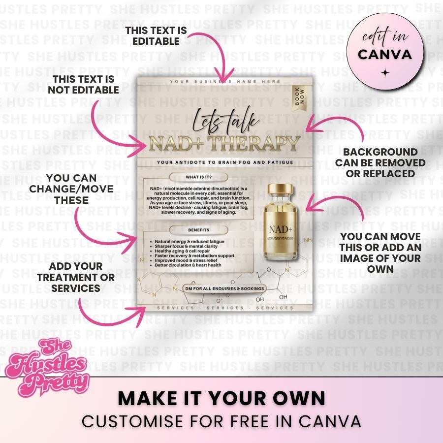 NAD+ Therapy Template for Social Media | Golden Nude | For Aestheticians