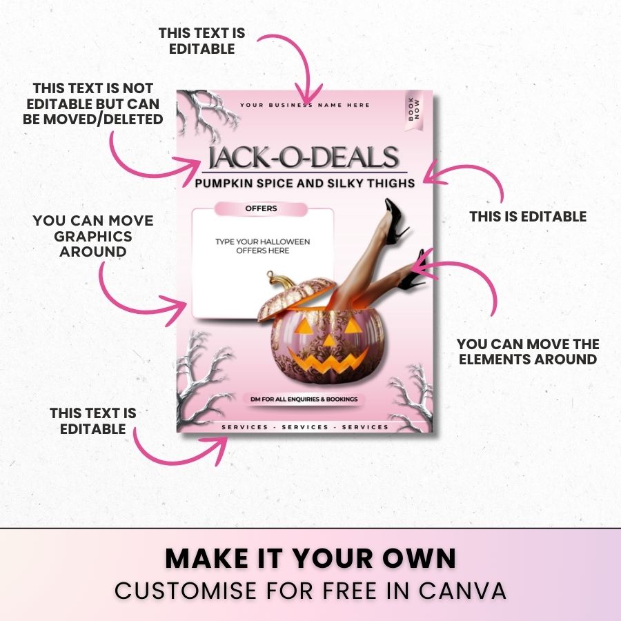 Jack-O-Lantern Halloween Template | White & Pink | For Waxing/Laser Hair Removal Specialist