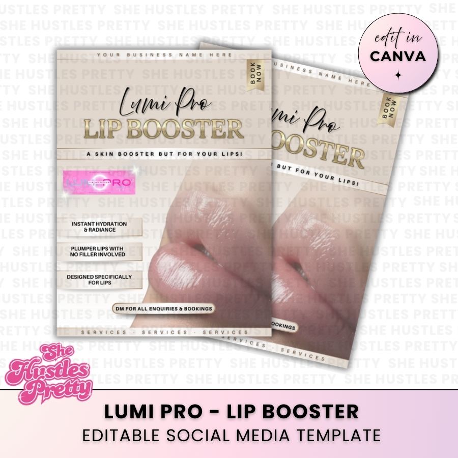 Lumi Pro Lip Booster Template for Social Media | Golden Nude | For Aestheticians