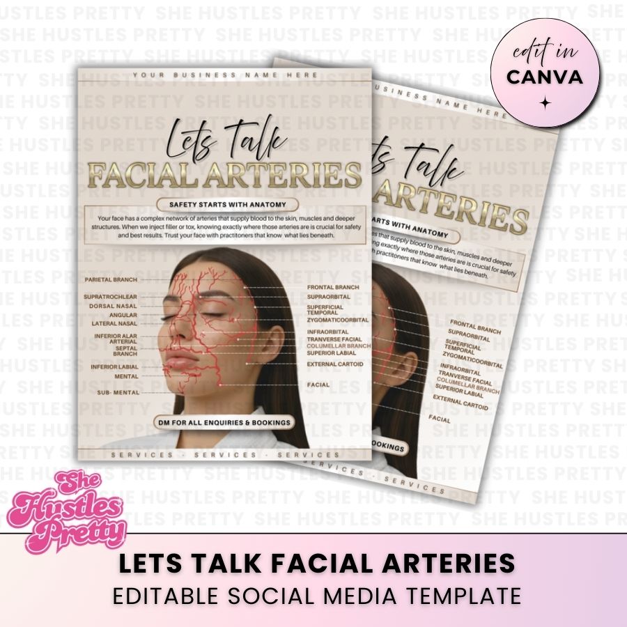 Lets Talk Facial Anatomy Social Media Template | Golden Nude | For Aestheticians
