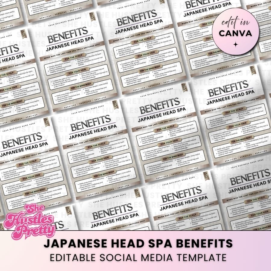 Japanese Head Spa Benefits for Social Media | Smokey Beige | For Massage Therapists