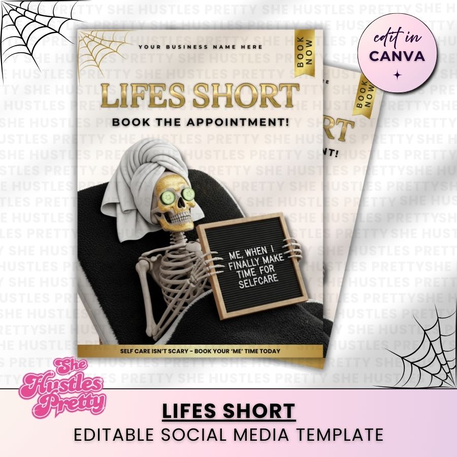 Lifes Short Funny Halloween Social Media | Beige & Gold | For Beauty Professionals