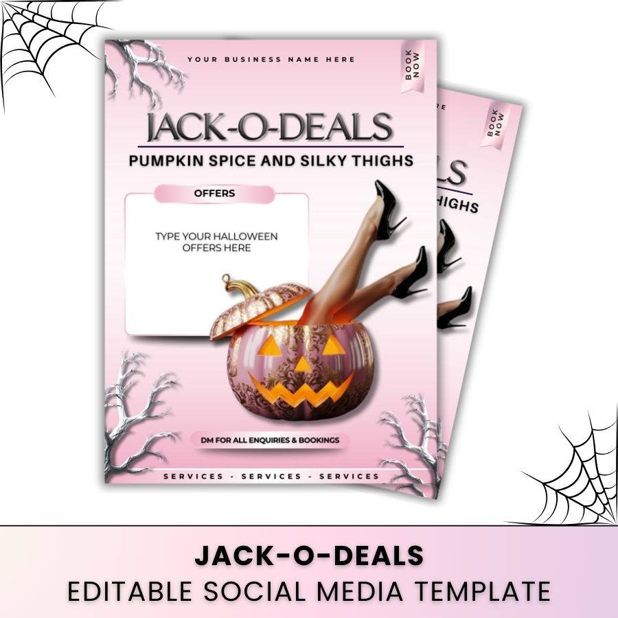 Jack-O-Lantern Halloween Template | White & Pink | For Waxing/Laser Hair Removal Specialist