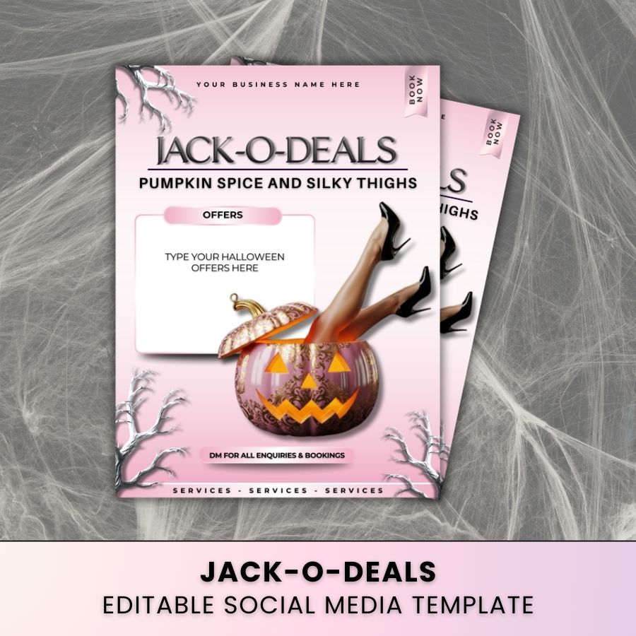 Jack-O-Lantern Halloween Template | White & Pink | For Waxing/Laser Hair Removal Specialist