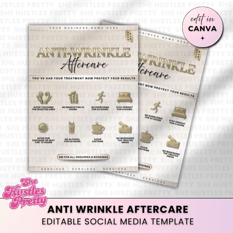 Anti Wrinkle Aftercare Social Media | Golden Nude | For Aestheticians